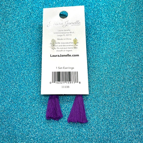 SOLD SOLD SOLD SOLD! PURPLE DANGLE EARRINGS W/ IRIDESCENT CRYSTAL BALLS & TASSEL - Picture 3 of 5